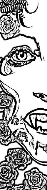 Free colorable bookmarks of a vampire face surrounded by roses